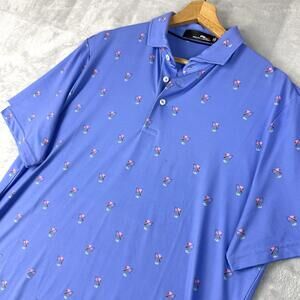 RLX Ralph Lauren Golf Polo Shirt Men Size M flamingo All Over Print Performance